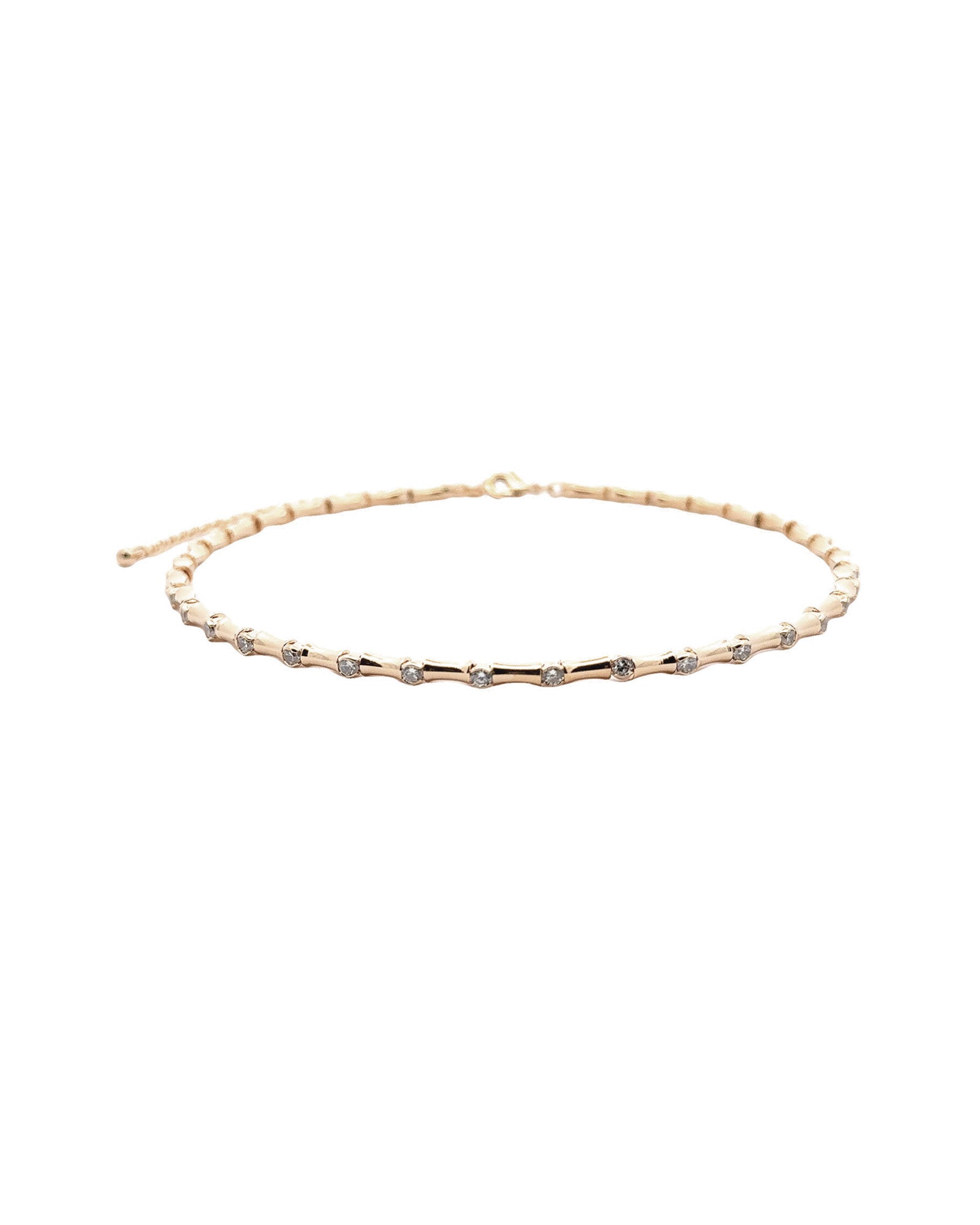 Mix Tube Beaded CZ Choker 18k Gold Plated, Cubic Zirconia