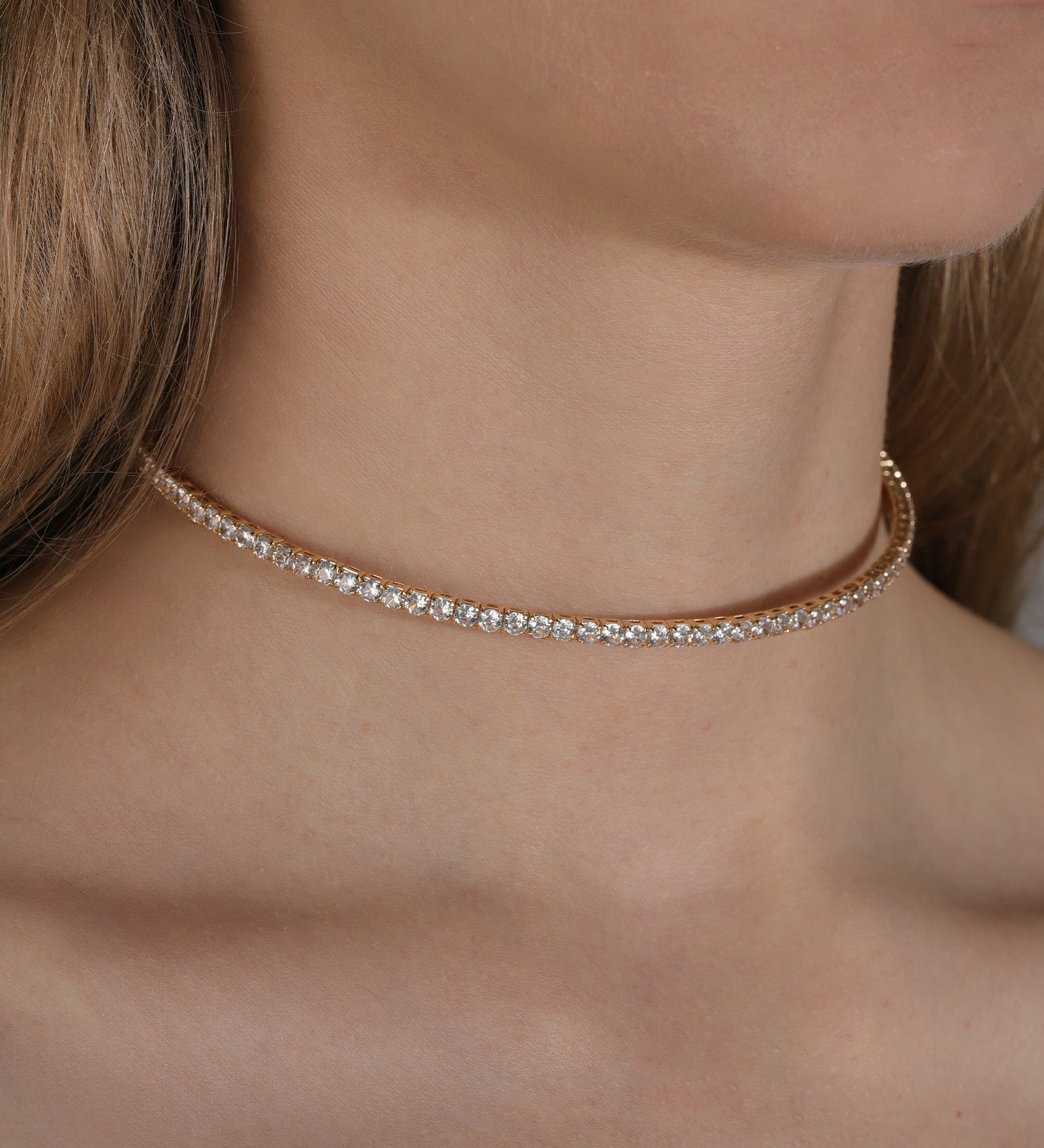 Tennis CZ Choker 18k Gold Plated, Cubic Zirconia