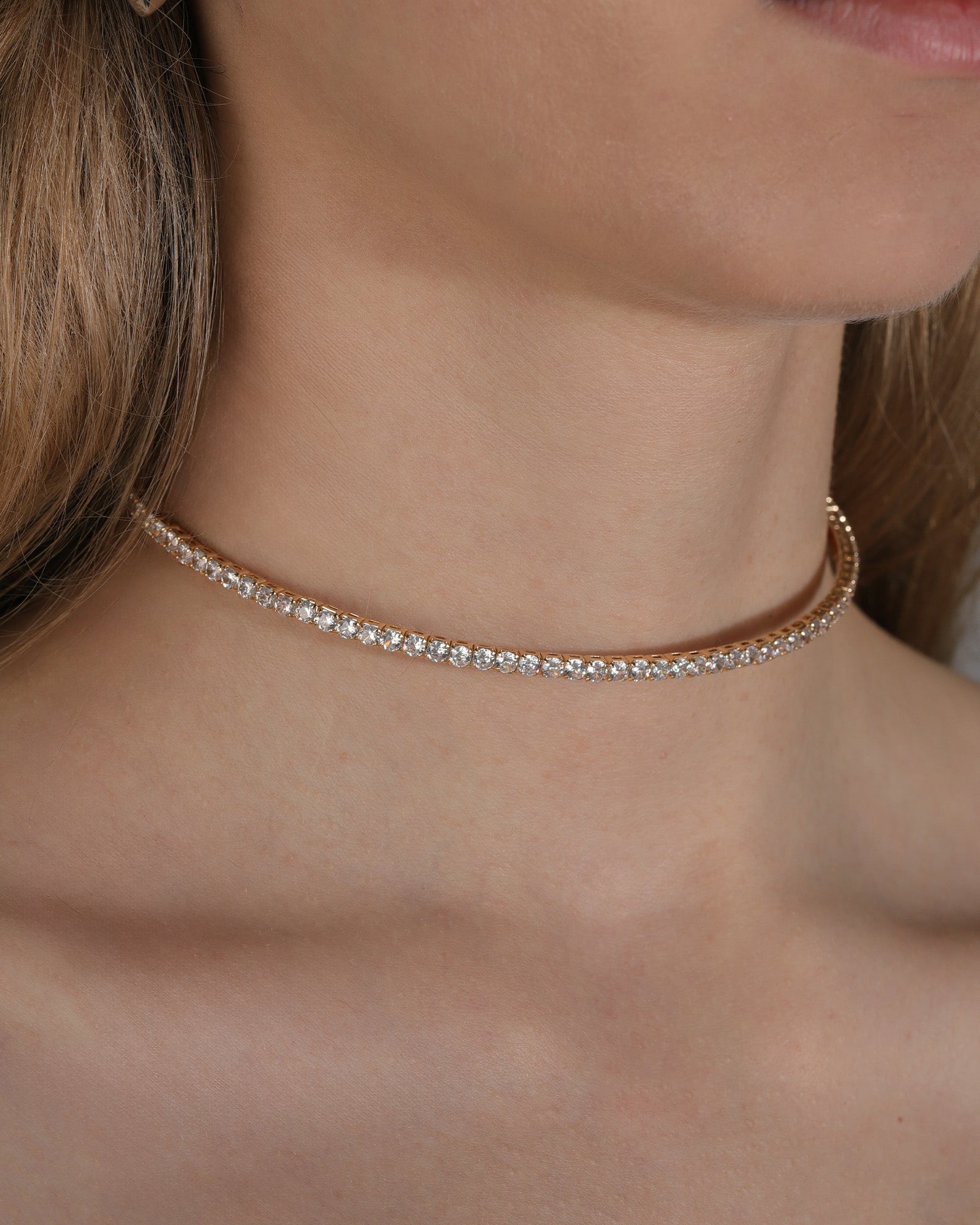 Tennis CZ Choker 18k Gold Plated, Cubic Zirconia