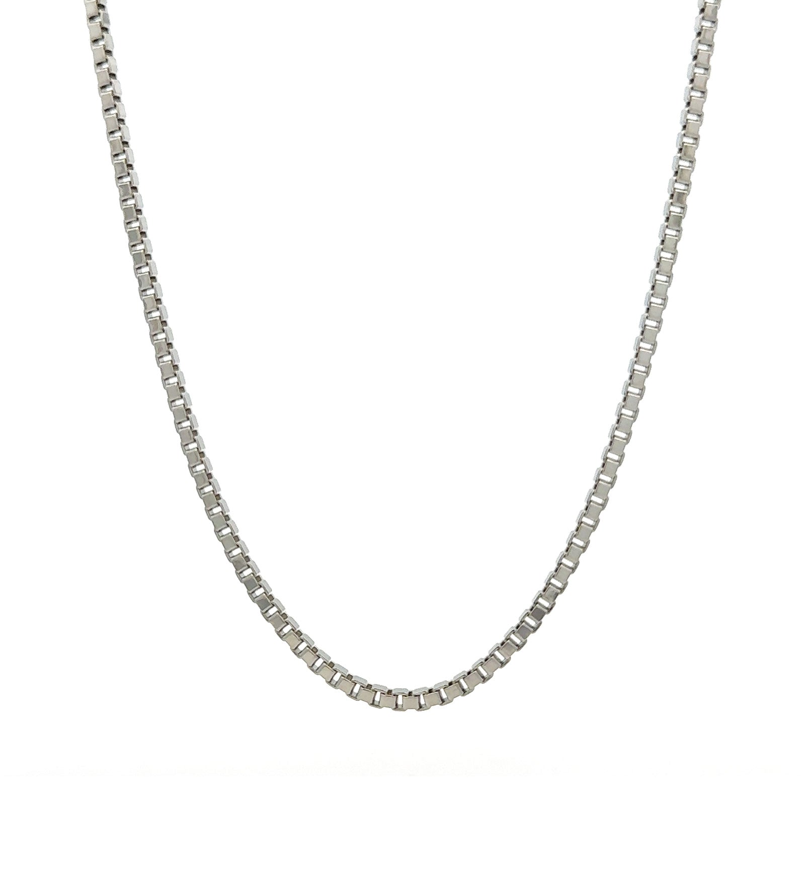 Baseline-Box Chain | 2mm-Necklaces-Rhodium Plated-18-Blue Ruby Jewellery-Vancouver Canada