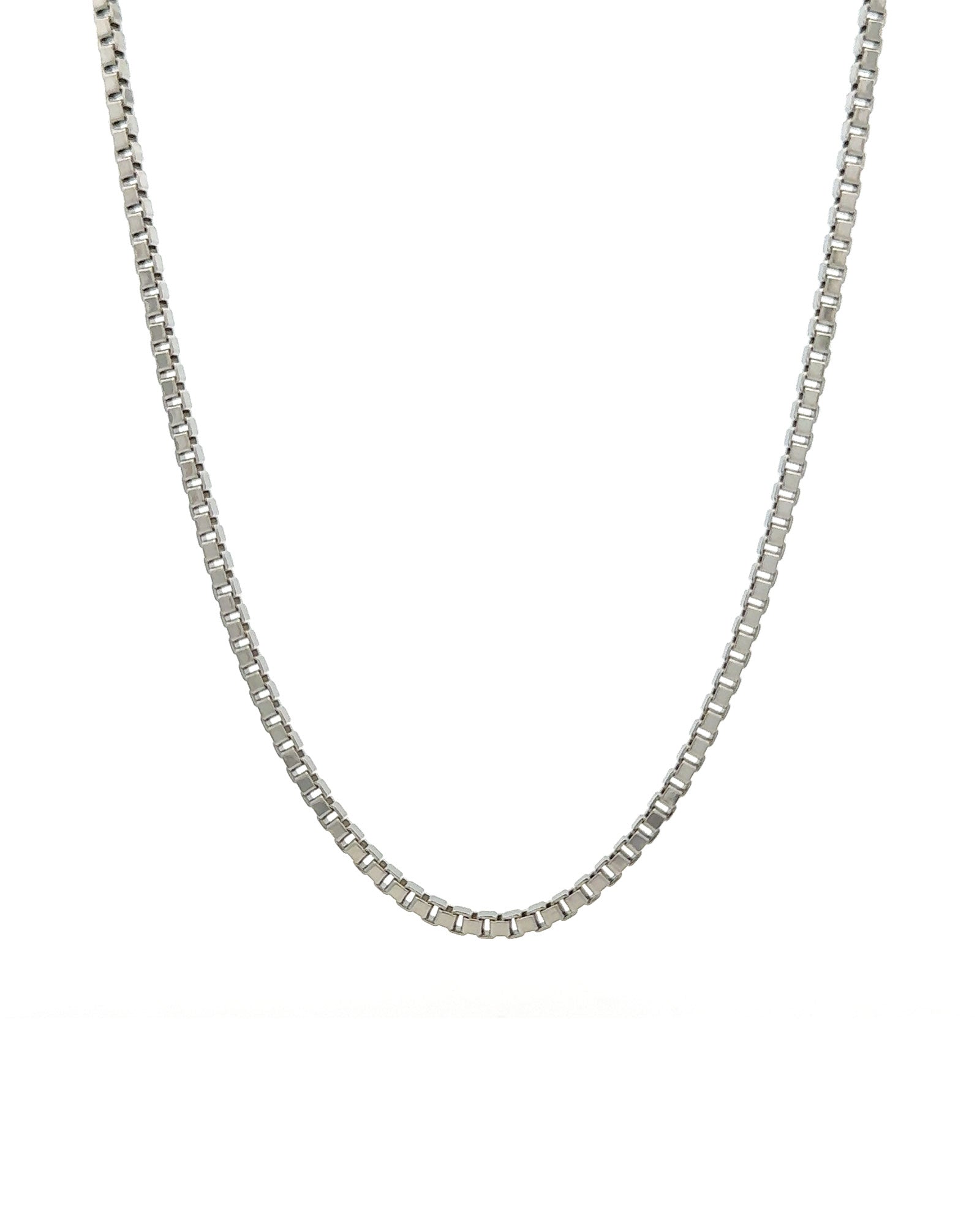 Baseline-Box Chain | 2mm-Necklaces-Rhodium Plated-18-Blue Ruby Jewellery-Vancouver Canada