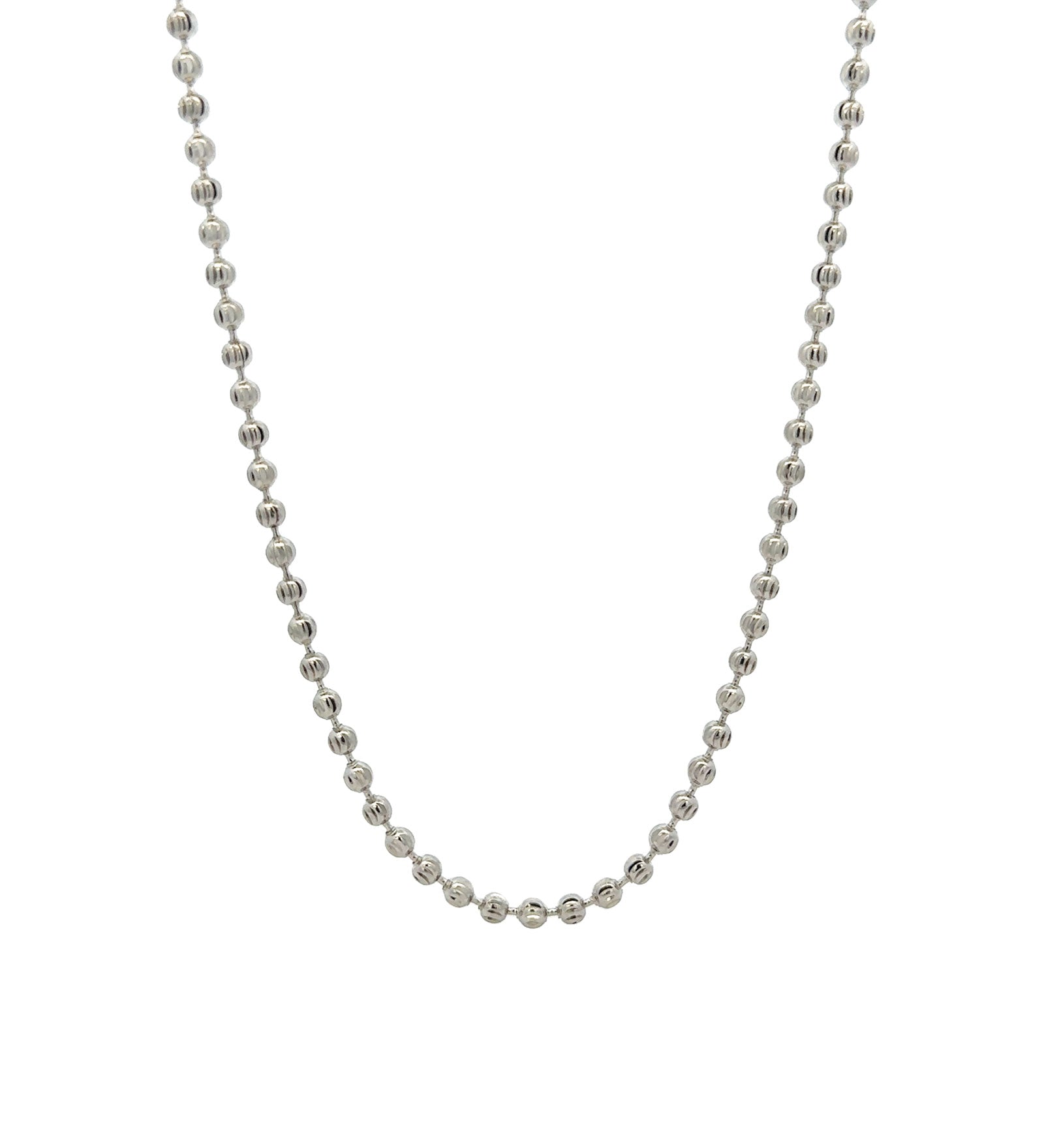 Texture Ball Necklace Rhodium Plated / 16"