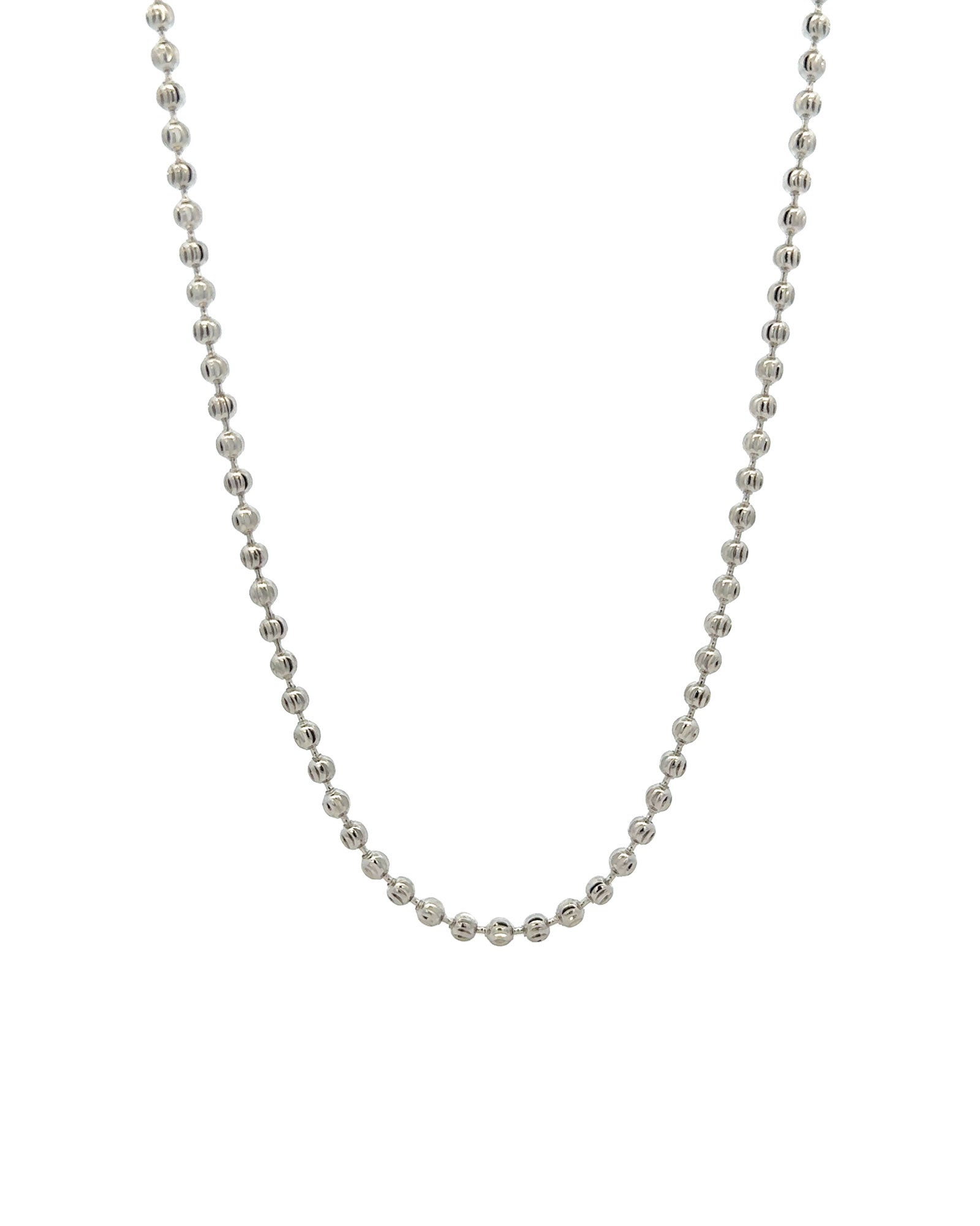 Texture Ball Necklace Rhodium Plated / 16"