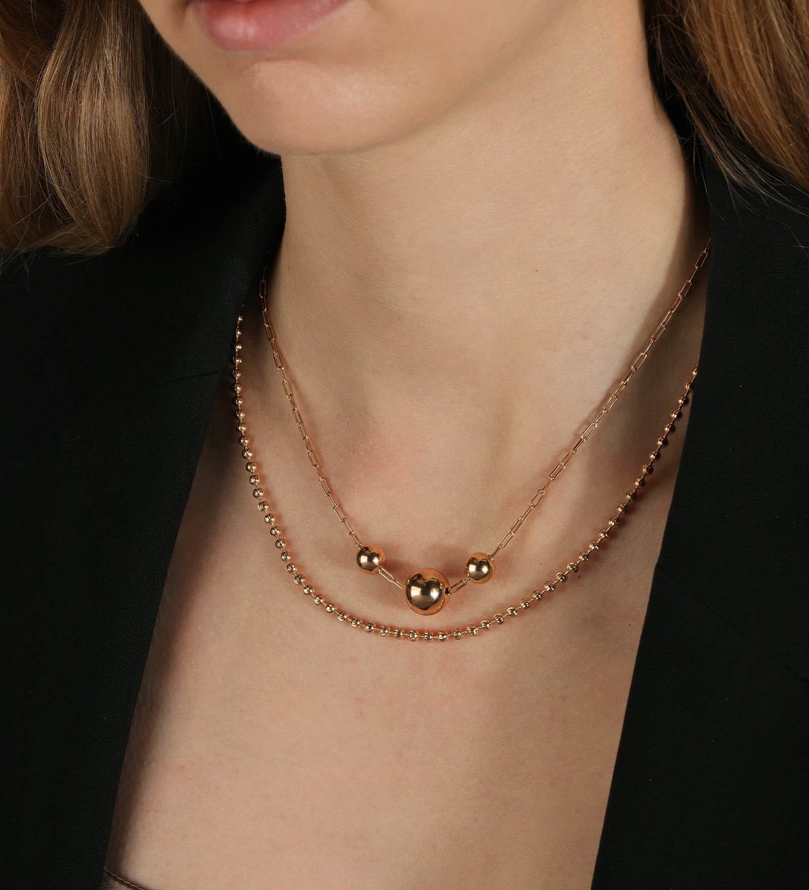 Texture Ball Necklace 18k Gold Plated / 18"