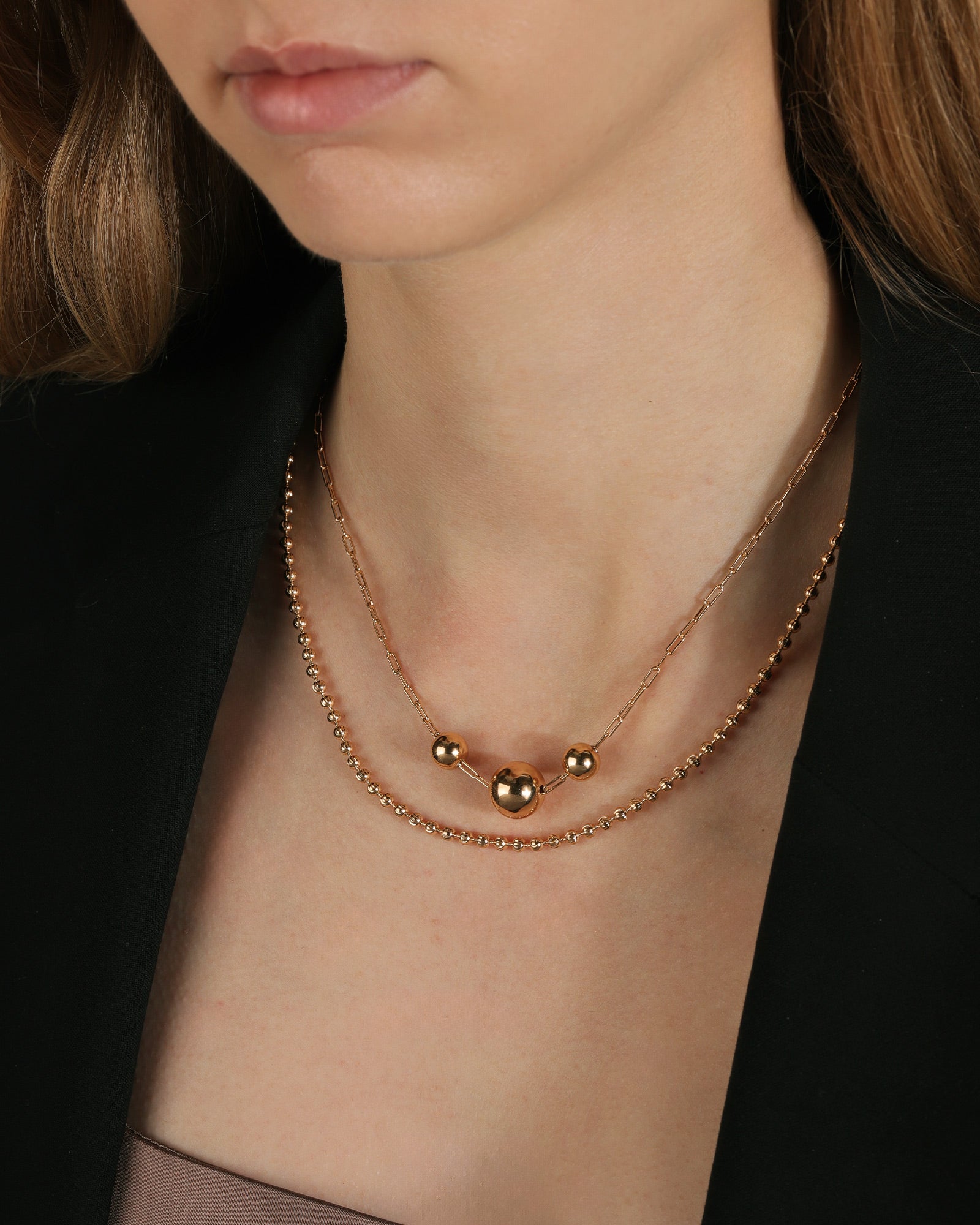 Texture Ball Necklace 18k Gold Plated / 18"