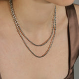 Texture Ball Necklace Rhodium Plated / 18"