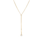 Baseline-CZ Drop Y Necklace-Necklaces-18k Gold Plated, Cubic Zirconia-Blue Ruby Jewellery-Vancouver Canada