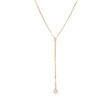 Baseline-CZ Drop Y Necklace-Necklaces-18k Gold Plated, Cubic Zirconia-Blue Ruby Jewellery-Vancouver Canada