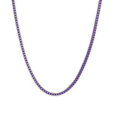 Box Enamel Necklace 18k Gold Plated, Purple Enamel