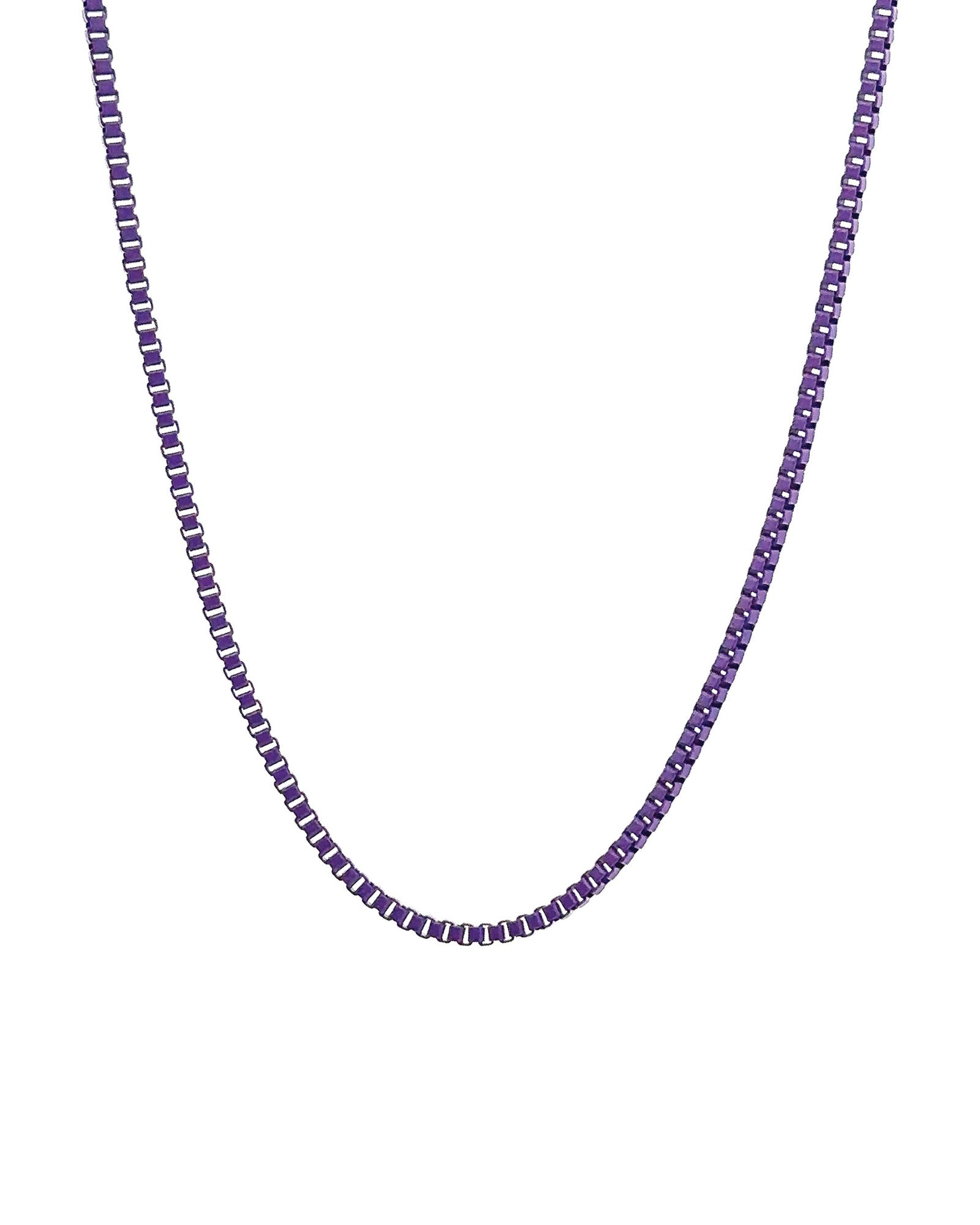 Box Enamel Necklace 18k Gold Plated, Purple Enamel