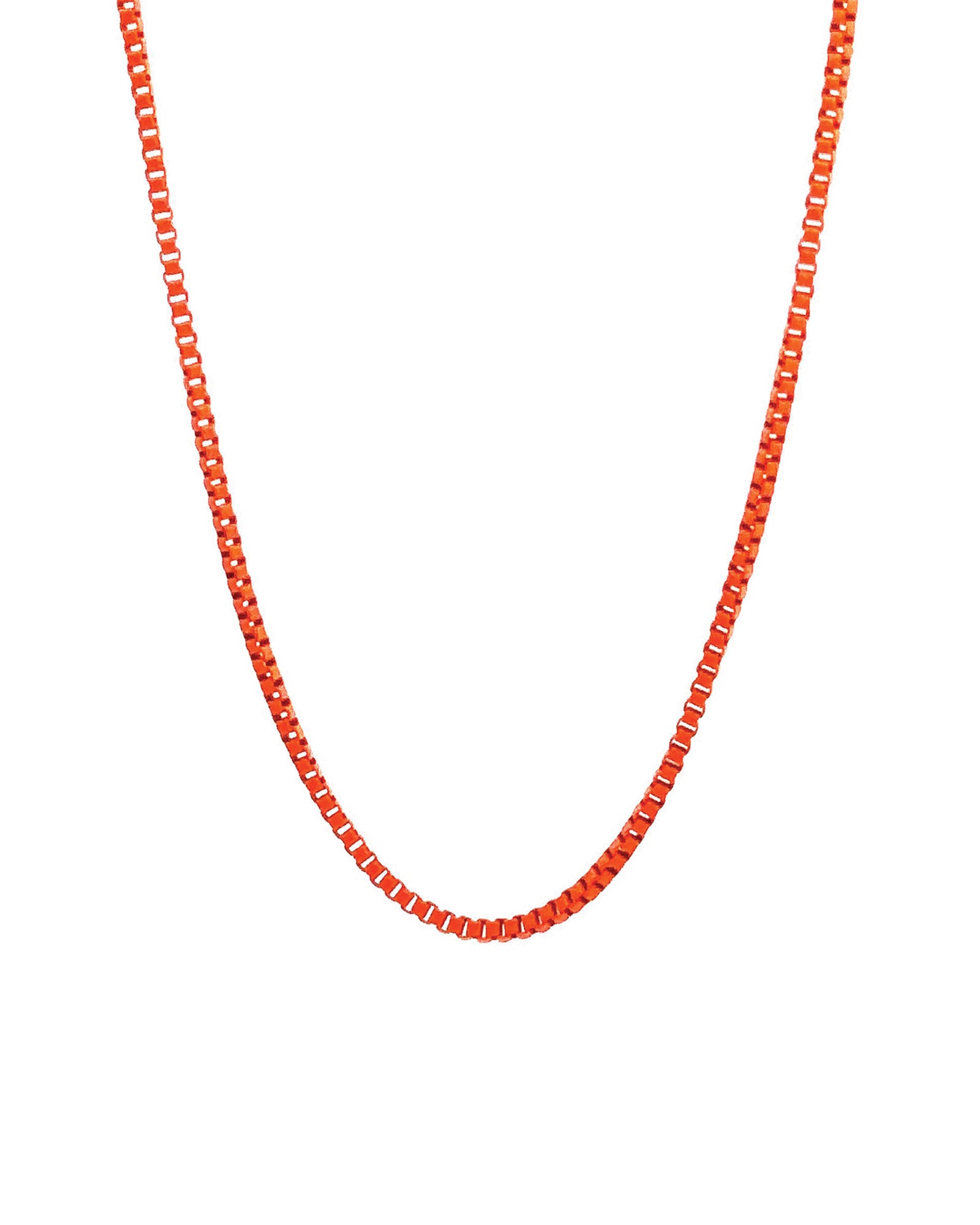 Box Enamel Necklace 18k Gold Plated, Orange Enamel