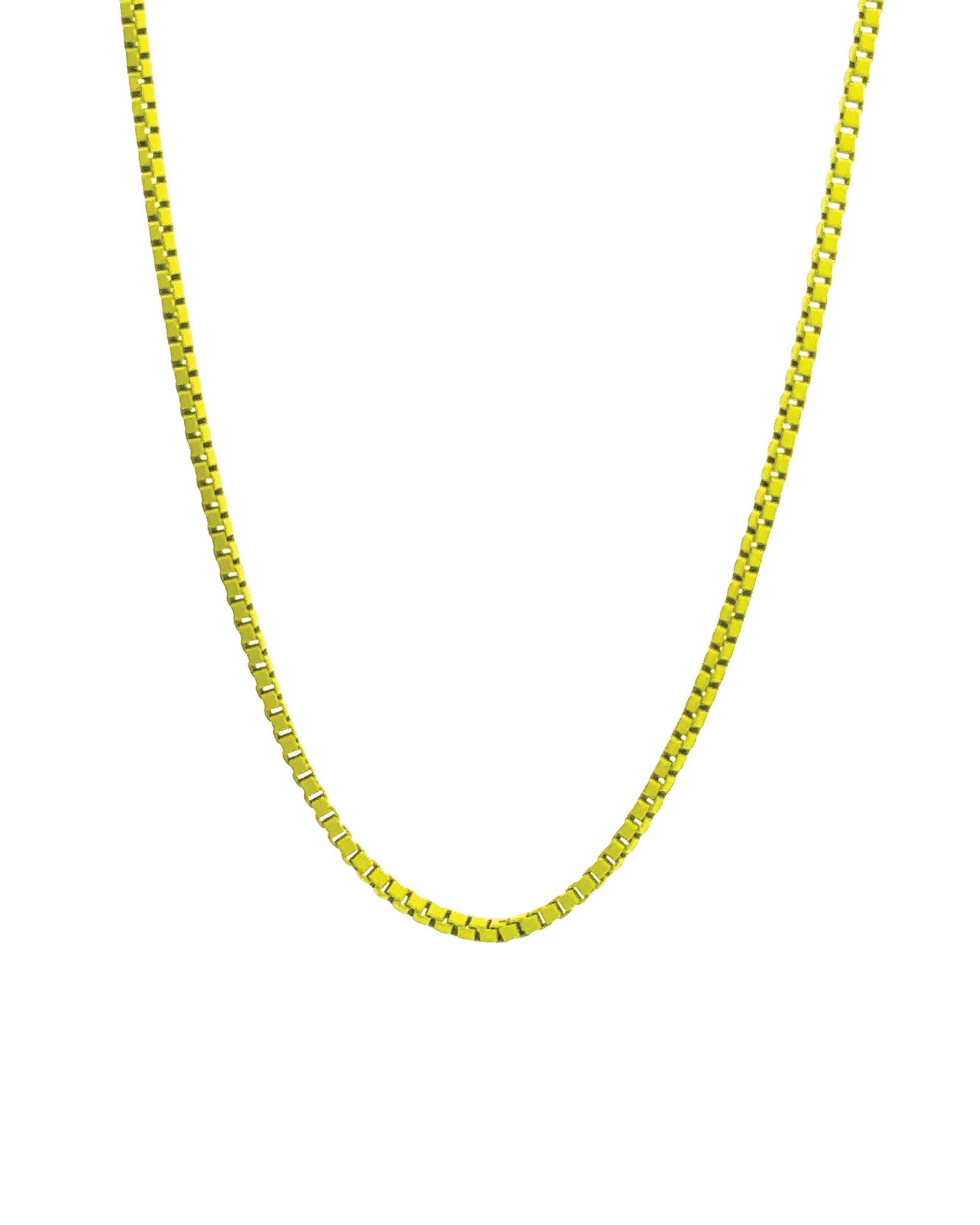 Box Enamel Necklace 18k Gold Plated, Neon Yellow Enamel