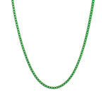 Box Enamel Necklace 18k Gold Plated, Green Enamel