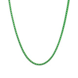 Box Enamel Necklace 18k Gold Plated, Green Enamel