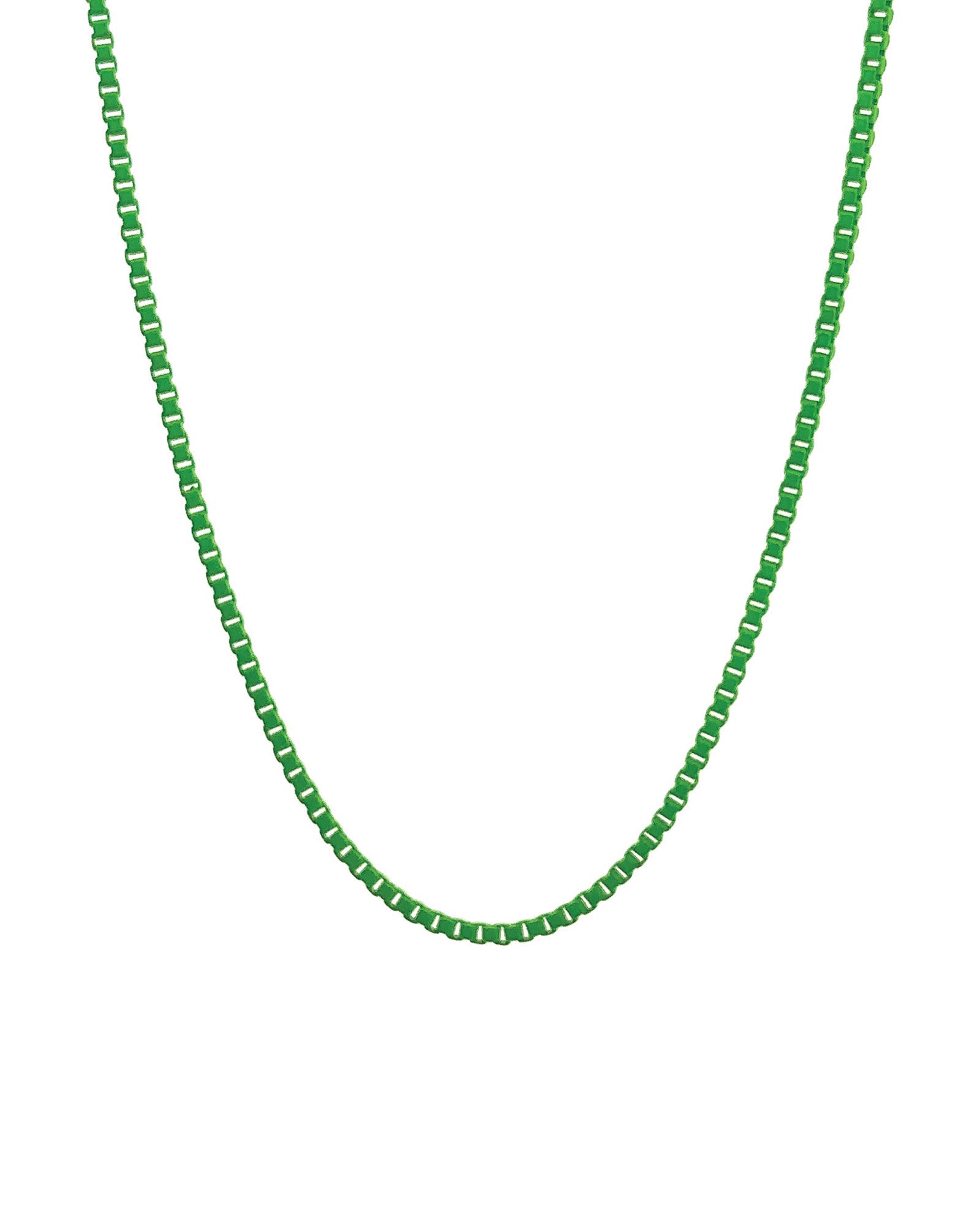 Box Enamel Necklace 18k Gold Plated, Green Enamel