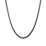 Box Enamel Necklace 18k Gold Plated, Black Enamel