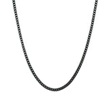 Box Enamel Necklace 18k Gold Plated, Black Enamel