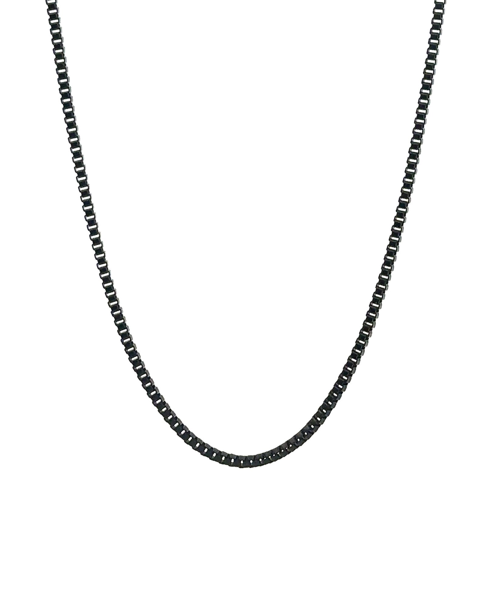 Box Enamel Necklace 18k Gold Plated, Black Enamel