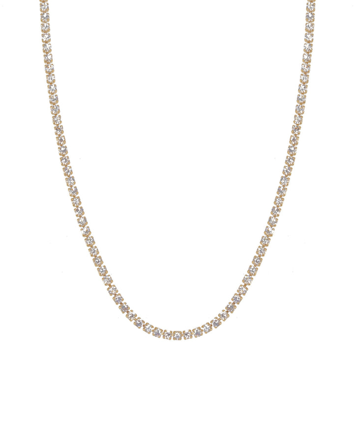 Baseline-Tennis CZ Necklace | 2mm-Necklaces-18k Gold Plated, Cubic Zirconia-Blue Ruby Jewellery-Vancouver Canada