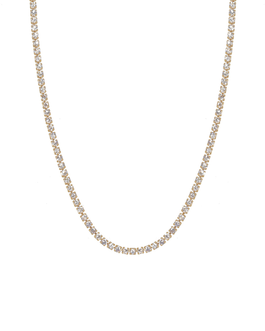 Baseline-Tennis CZ Necklace | 2mm-Necklaces-18k Gold Plated, Cubic Zirconia-Blue Ruby Jewellery-Vancouver Canada