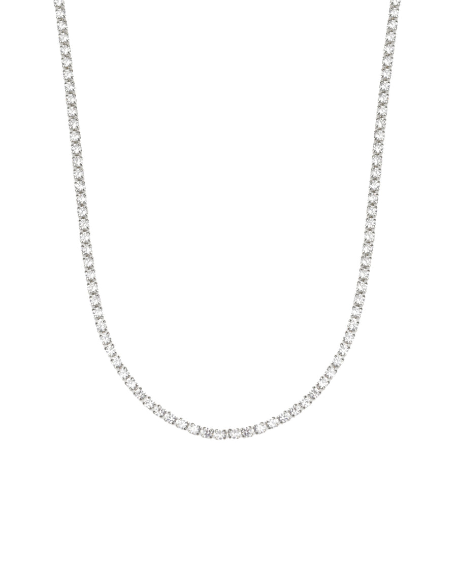 Baseline-Tennis CZ Necklace | 2mm-Necklaces-Rhodium Plated, Cubic Zirconia-Blue Ruby Jewellery-Vancouver Canada