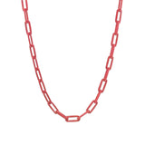 Paperclip Enamel Necklace 18k Gold Plated, Red Enamel