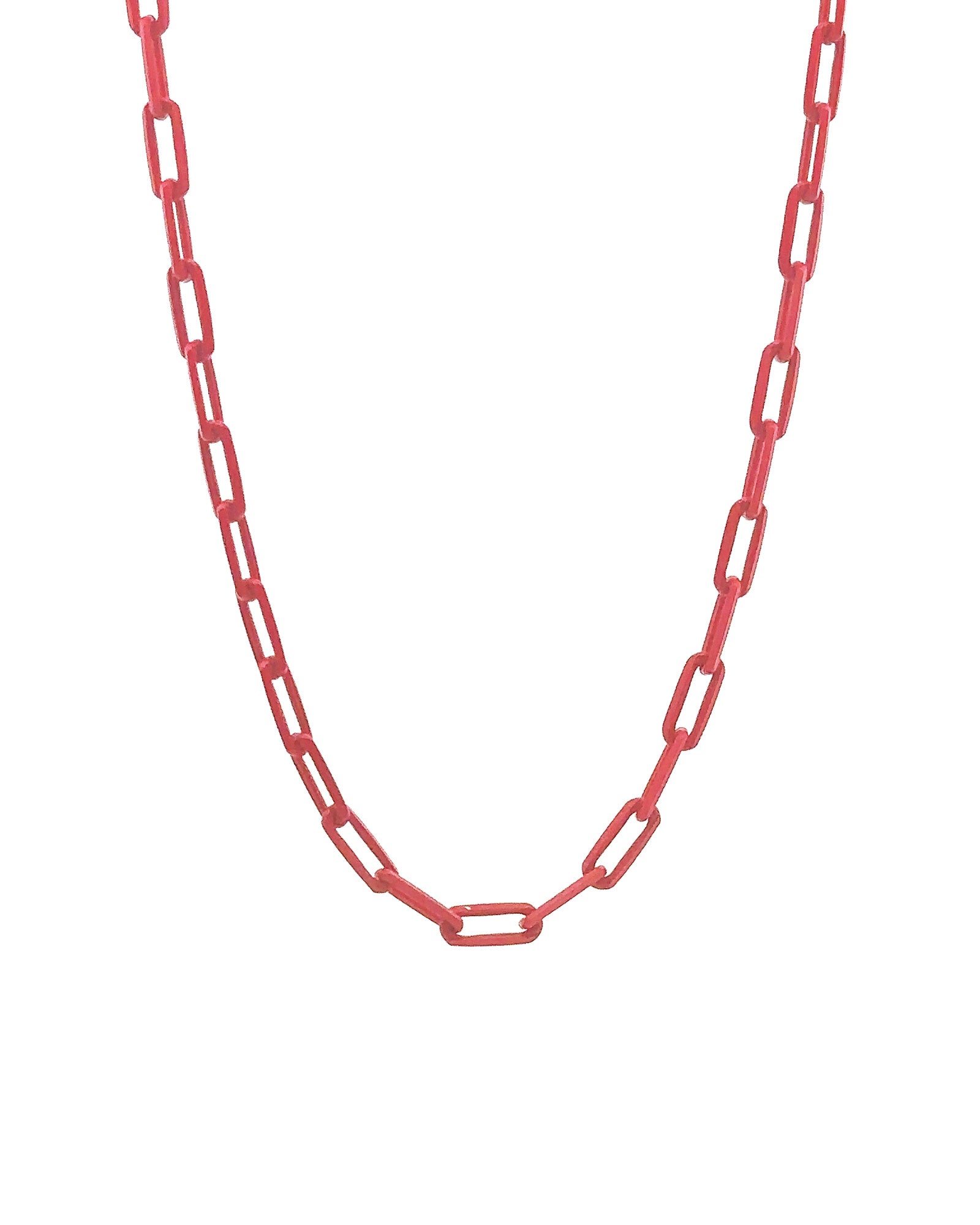 Paperclip Enamel Necklace 18k Gold Plated, Red Enamel