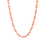 Paperclip Enamel Necklace 18k Gold Plated, Orange Enamel