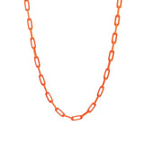 Paperclip Enamel Necklace 18k Gold Plated, Orange Enamel