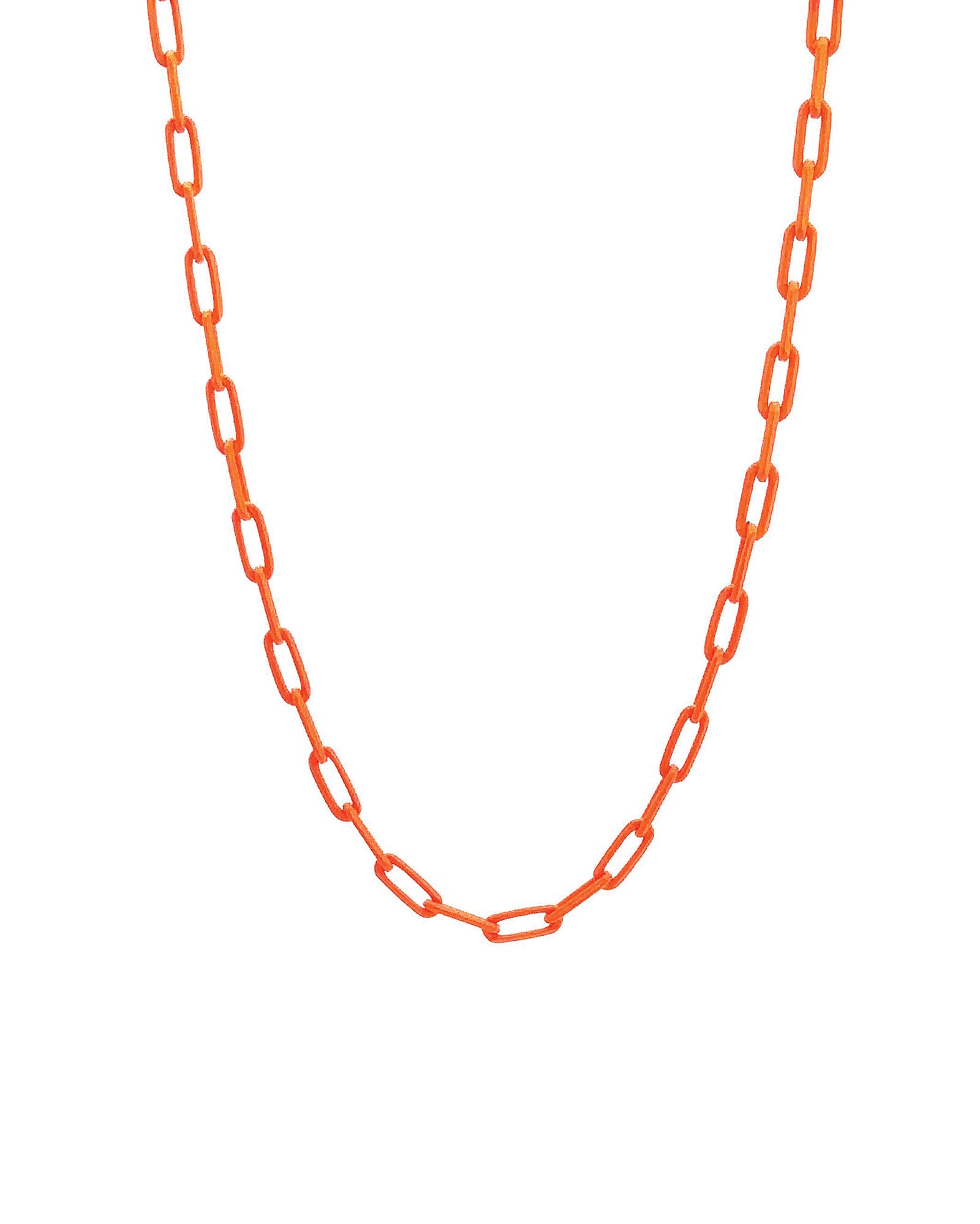 Paperclip Enamel Necklace 18k Gold Plated, Orange Enamel