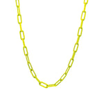 Paperclip Enamel Necklace 18k Gold Plated, Neon Yellow Enamel