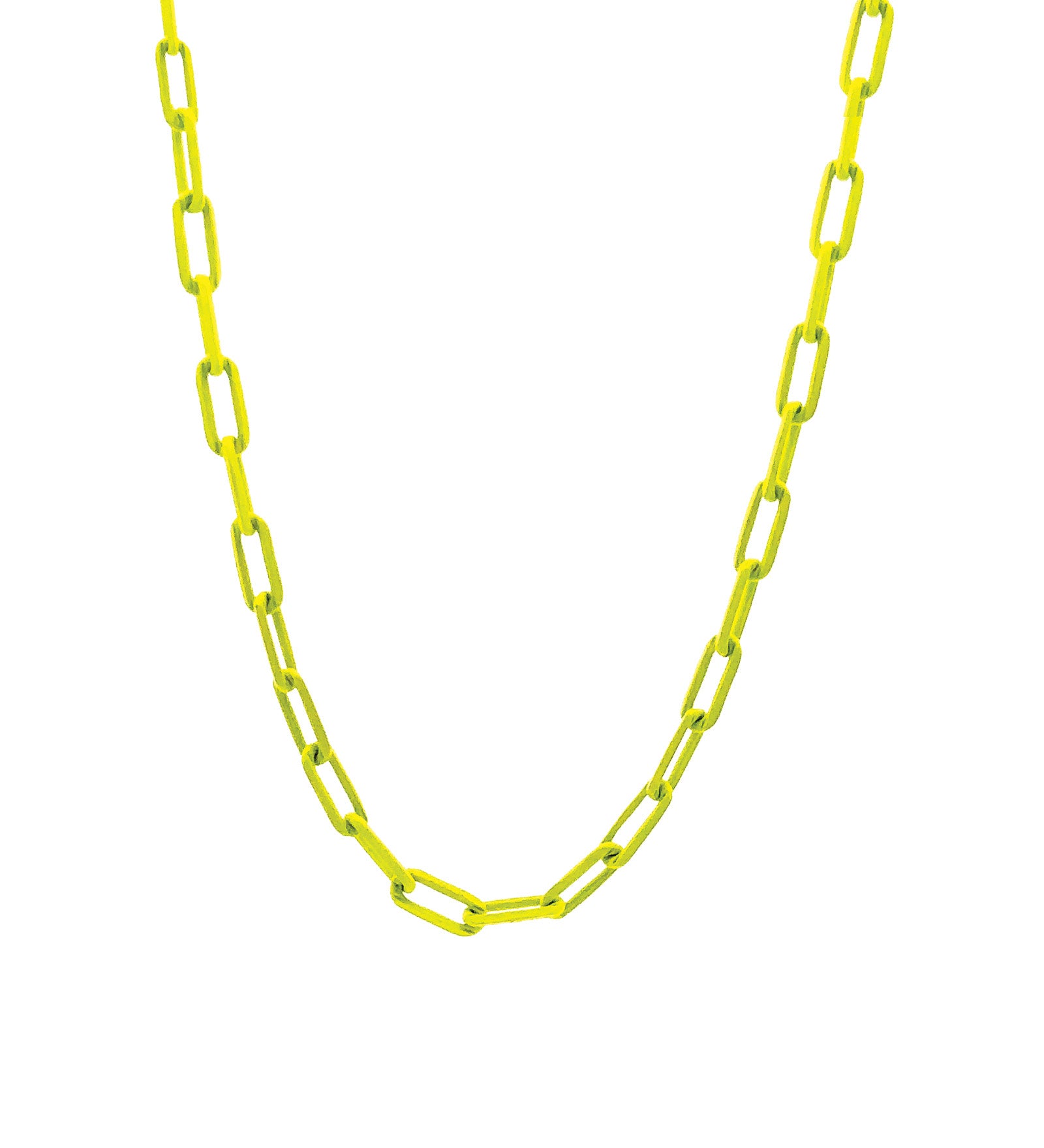 Paperclip Enamel Necklace 18k Gold Plated, Neon Yellow Enamel