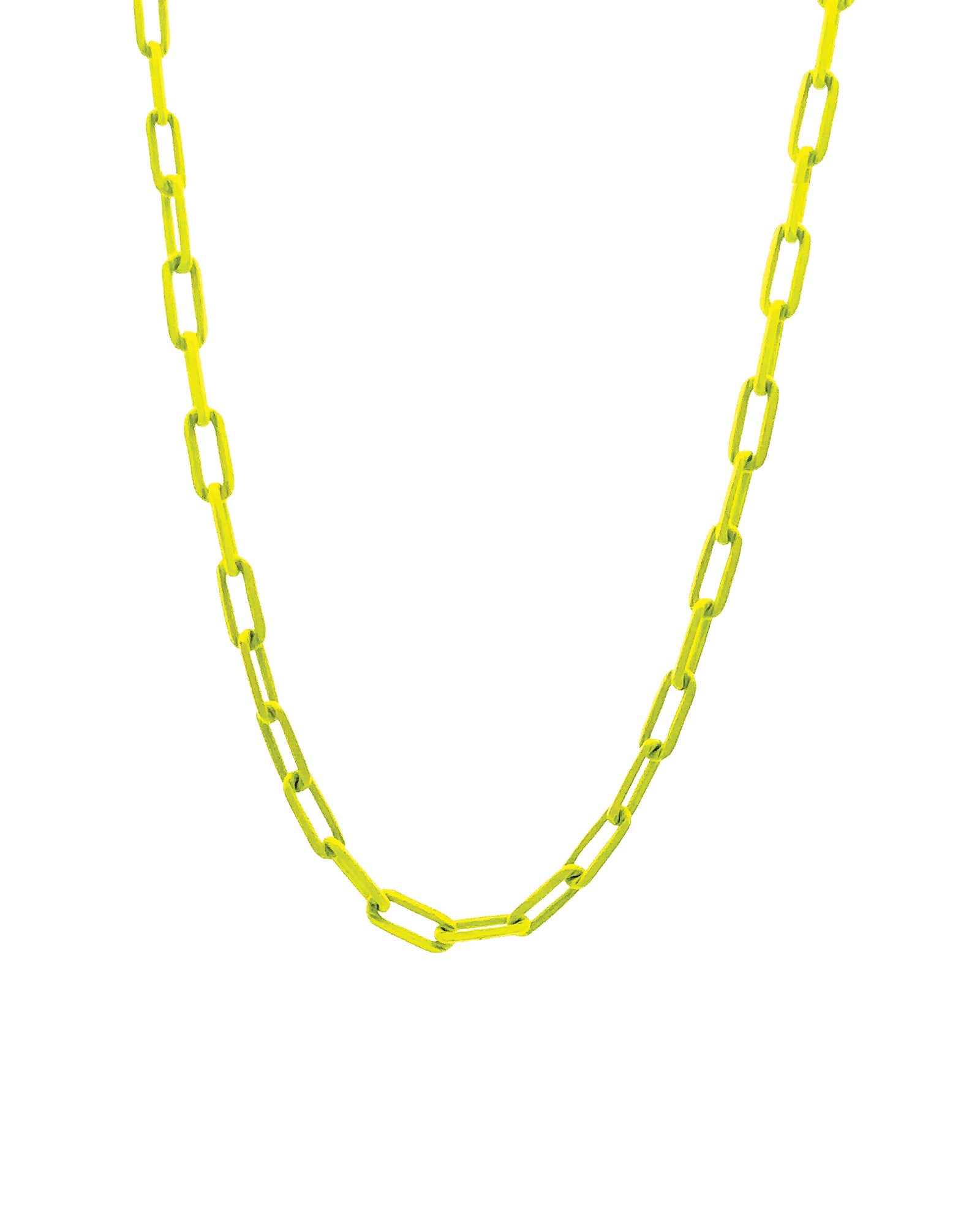 Paperclip Enamel Necklace 18k Gold Plated, Neon Yellow Enamel