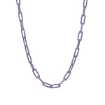 Paperclip Enamel Necklace 18k Gold Plated, Purple Enamel