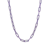 Paperclip Enamel Necklace 18k Gold Plated, Purple Enamel