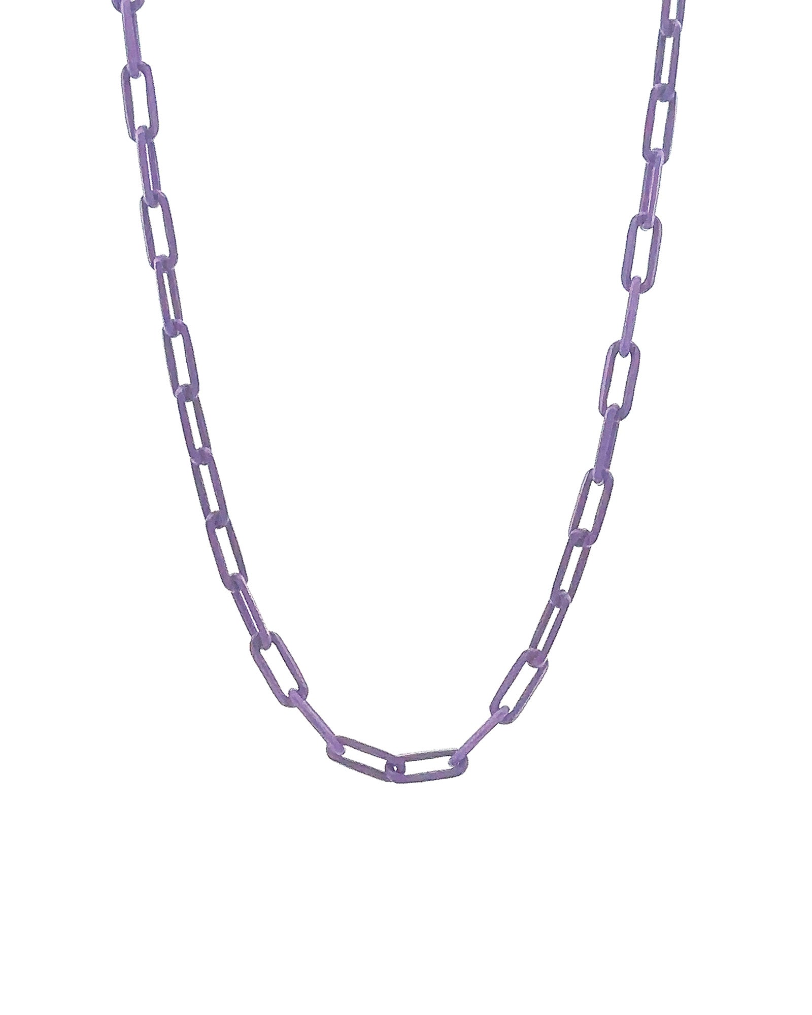 Paperclip Enamel Necklace 18k Gold Plated, Purple Enamel