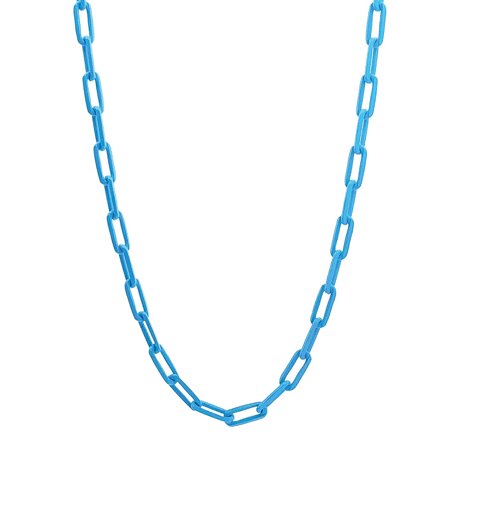 Paperclip Enamel Necklace 18k Gold Plated, Light Blue Enamel