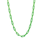 Paperclip Enamel Necklace 18k Gold Plated, Green Enamel