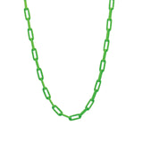 Paperclip Enamel Necklace 18k Gold Plated, Green Enamel