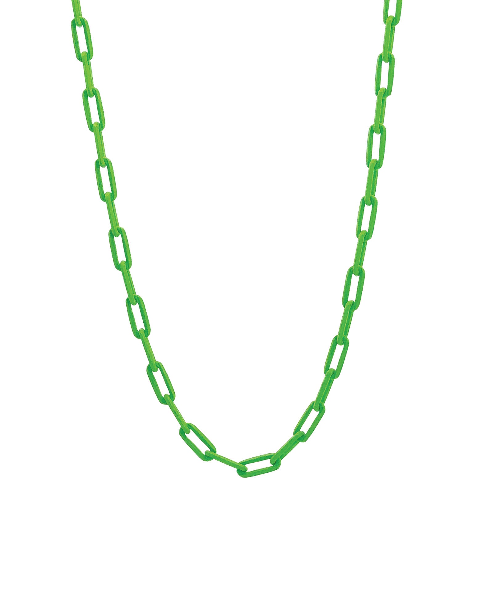 Paperclip Enamel Necklace 18k Gold Plated, Green Enamel