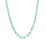 Paperclip Enamel Necklace 18k Gold Plated, Turquoise Enamel