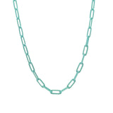 Paperclip Enamel Necklace 18k Gold Plated, Turquoise Enamel