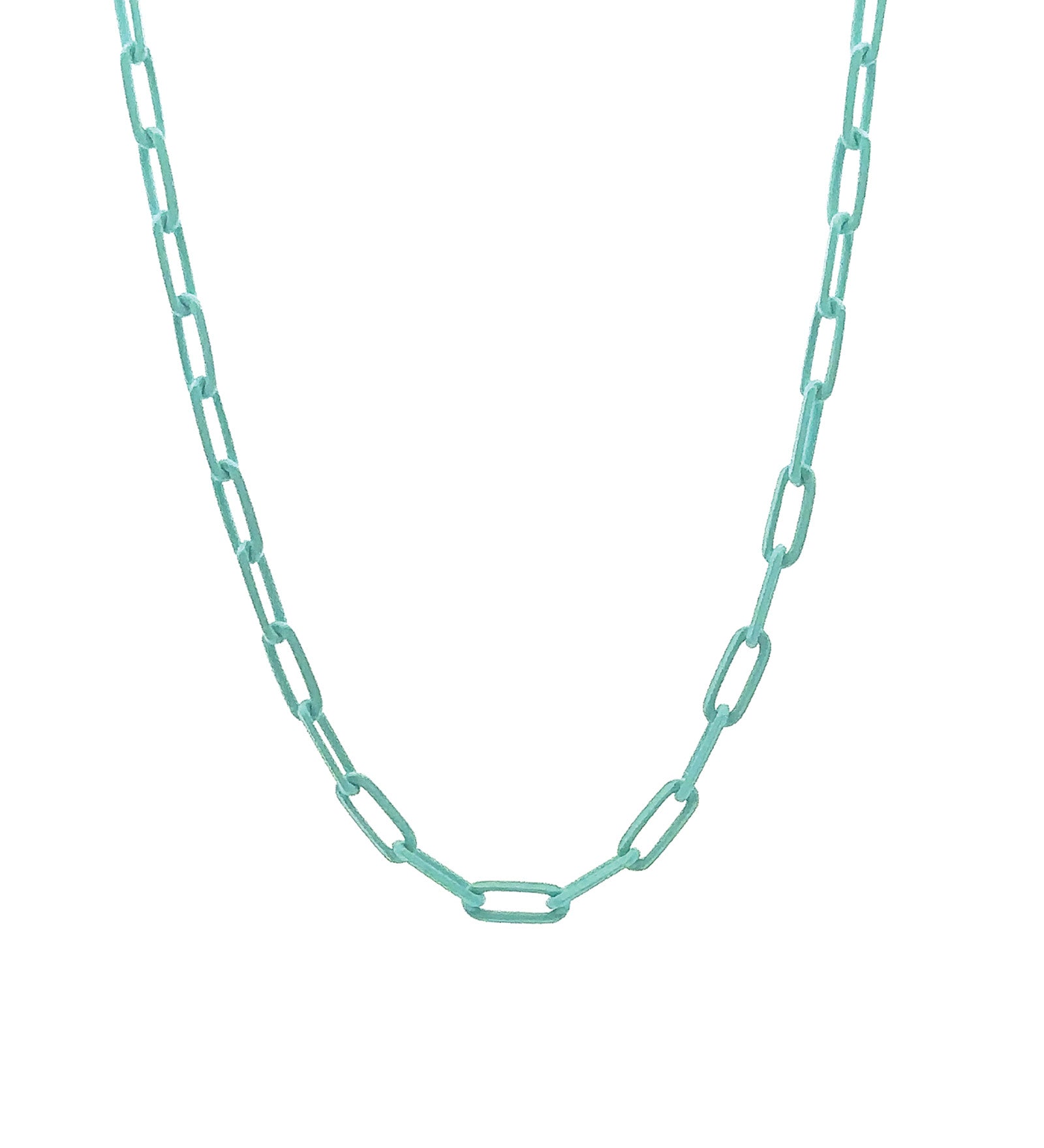 Paperclip Enamel Necklace 18k Gold Plated, Turquoise Enamel