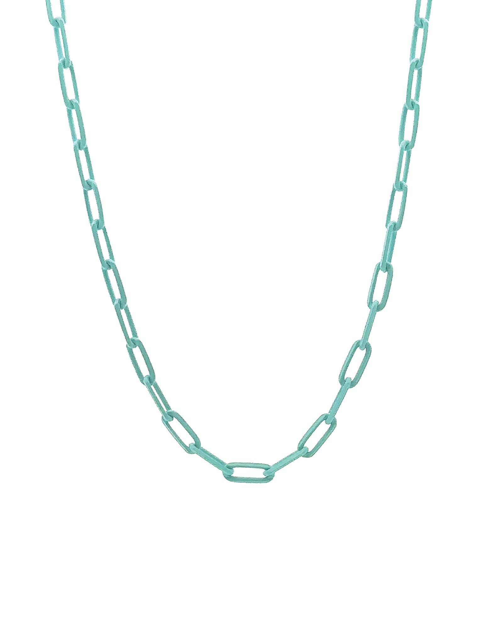 Paperclip Enamel Necklace 18k Gold Plated, Turquoise Enamel