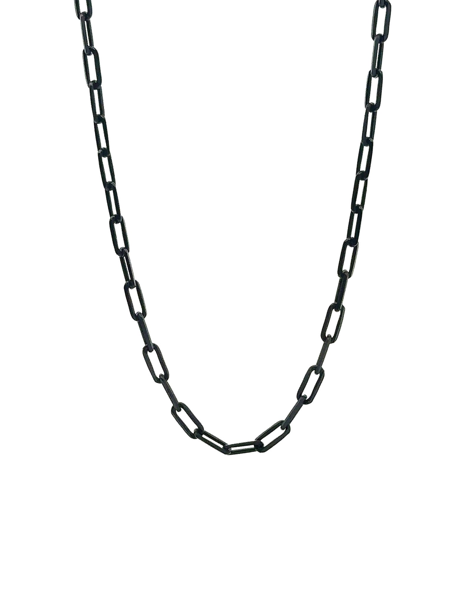 Paperclip Enamel Necklace 18k Gold Plated, Black Enamel