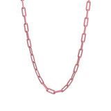 Paperclip Enamel Necklace 18k Gold Plated, Light Pink Enamel