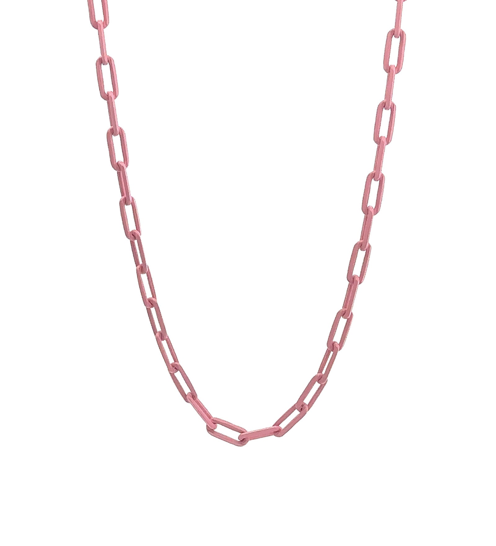 Paperclip Enamel Necklace 18k Gold Plated, Light Pink Enamel