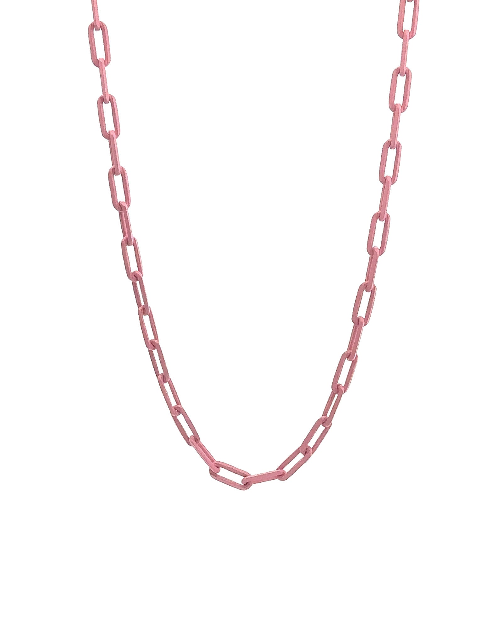 Paperclip Enamel Necklace 18k Gold Plated, Light Pink Enamel