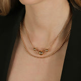 3 Ball Paperclip Chain Necklace 18k Gold Plated