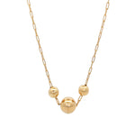 3 Ball Paperclip Chain Necklace 18k Gold Plated